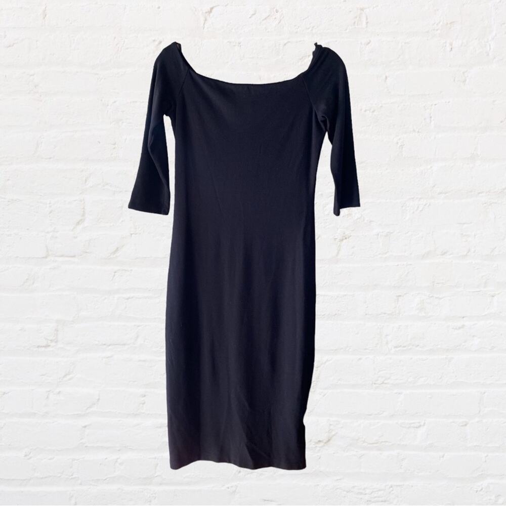 Bailey 44 black off shoulder fitted midi dress medium